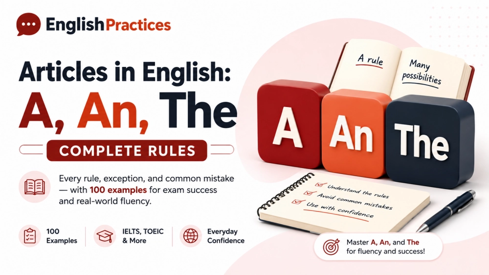 Articles in English: A, An, The — Complete Rules with 100 Examples